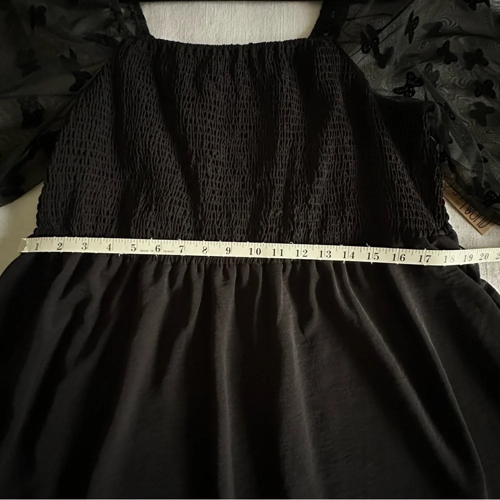 Witchy Black Smocked Butterfly Dress Womens 3X Mesh Whimsigoth Dark Fairy NWT - Picture 7 of 15